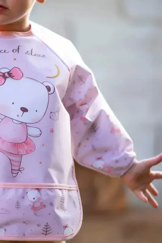 Baby Bear Pattern Waterproof Long Sleeve Bib and Activity Apron - 3