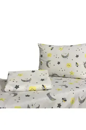Baby Bedding Set - White Background Yellow Crescent Star - 1