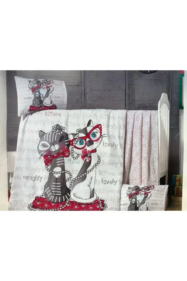 Baby Bedding Set with Cats - 1