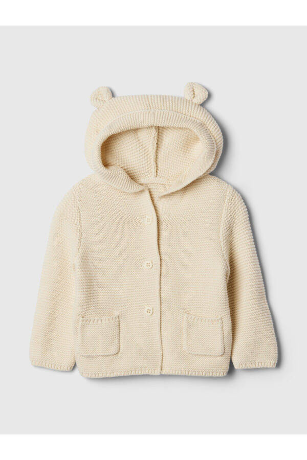 Baby Beige Brannan Bear Ear Applique Cardigan - 5