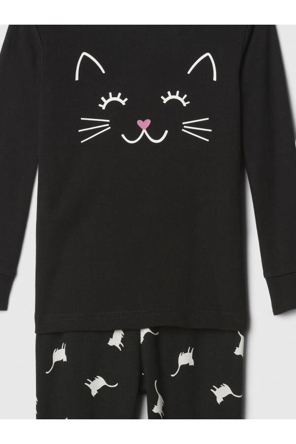 Baby Black 100% Organic Cotton Cat Print Pajama Set - 12