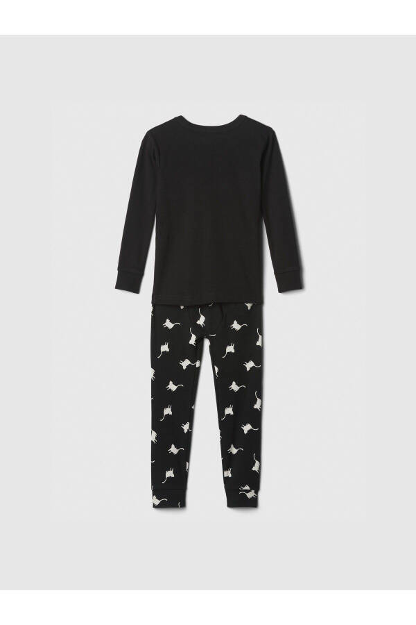 Baby Black 100% Organic Cotton Cat Print Pajama Set - 14