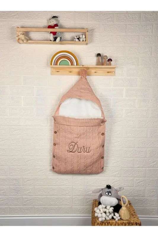 Baby Blanket with Embroidered Name of Your Choice, Oeko Certified, Knitted with Plush Lining - 5