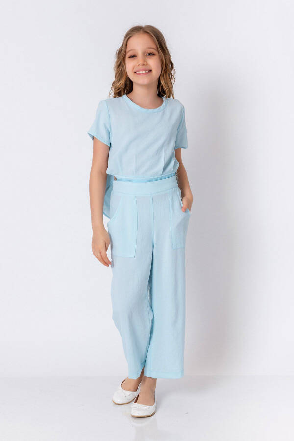 Baby Blue Romper with Zipper Detail for Girls - 3