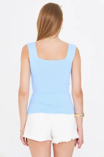 Baby Blue Thick Strap Corset Blouse ARM-23Y069001-Baby Blue - 4
