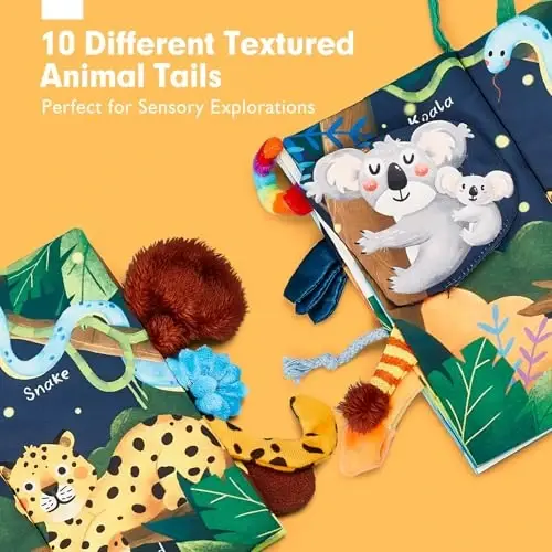 Baby Books 0-6 Months, Infant Tummy Time Toys High Contrast Sensory Baby Toys 6 to 12 Months Touch Feel Book Gift Christmas Stocking Stuffers for Boys Girls 0-3 Months Book Early Learning Stroller Toy - 4