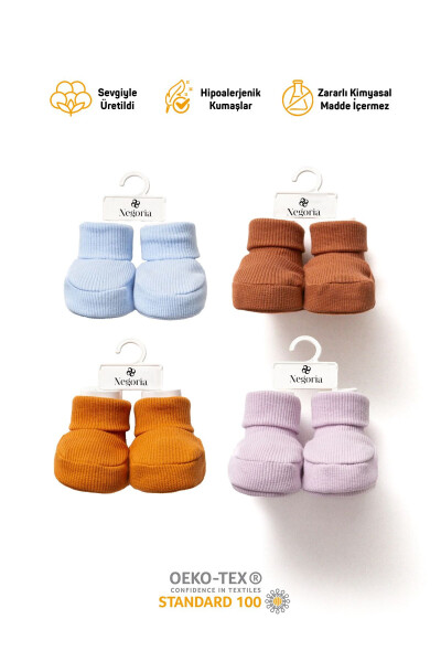Baby Bootie Set of 4 (Blue, Terracotta, Mustard, Lilac) - NEGORIA
