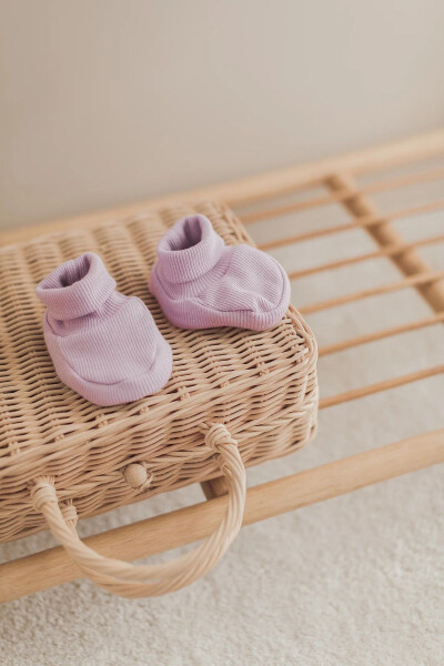 Baby Bootie Set of 4 (Blue, Terracotta, Mustard, Lilac) - 5