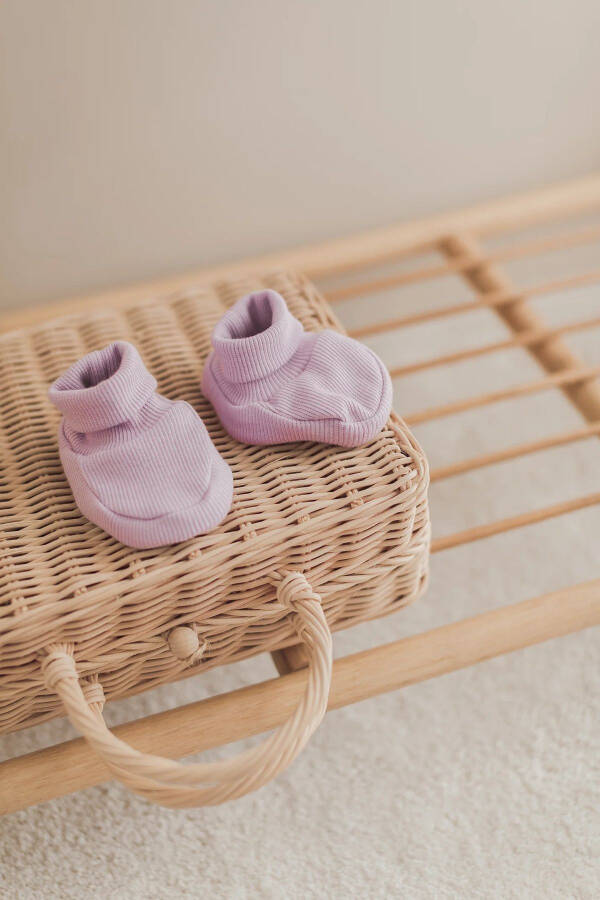 Baby Bootie Set of 4 (Blue, Terracotta, Mustard, Lilac) - 5