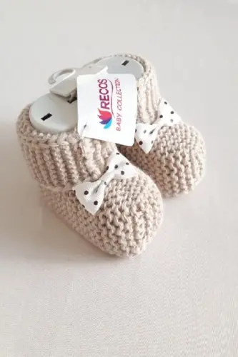 Baby Booties Knit 0-6 Months-Brown - RECOS (1)