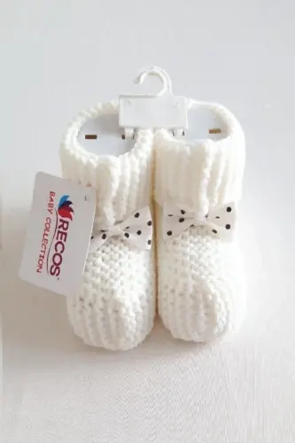 Baby Booties Knitting 0-6 Months-Cream 