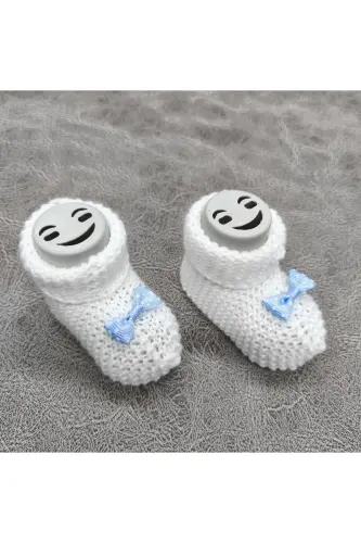 Baby Booties Knitting 0-6 Months-Cream - 4