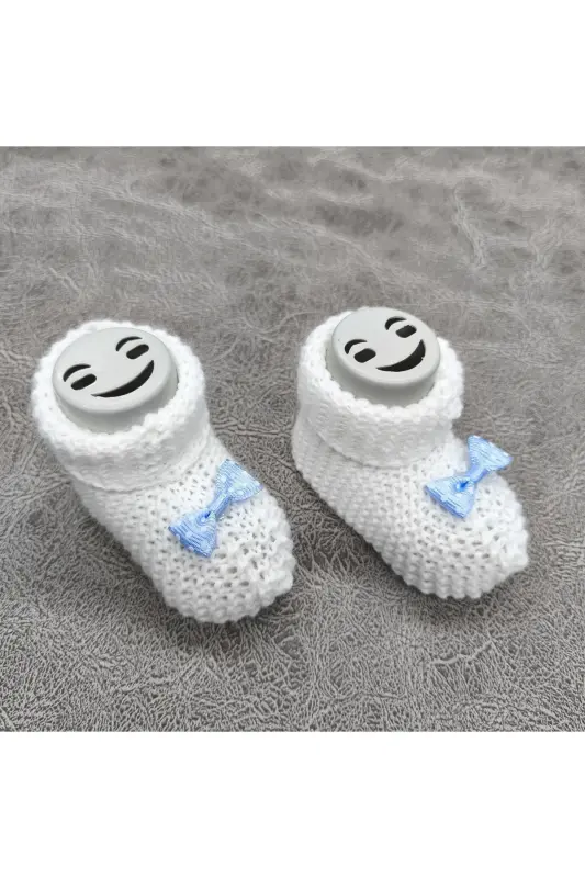 Baby Booties Knitting 0-6 Months-Cream - 4