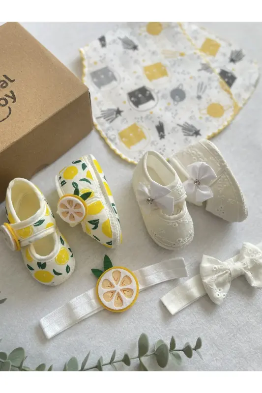 Baby Booties with Headband Christening (SNAP-ON BIB) - MASALBABY