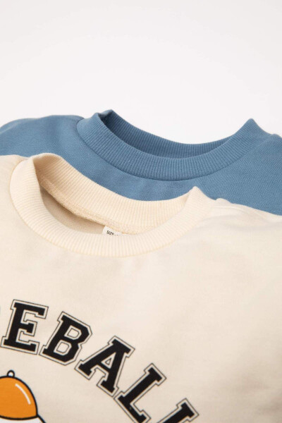 Baby boy 2-pack sweatshirt with soft fleece lining, thin, crew neck, sports print. - 2