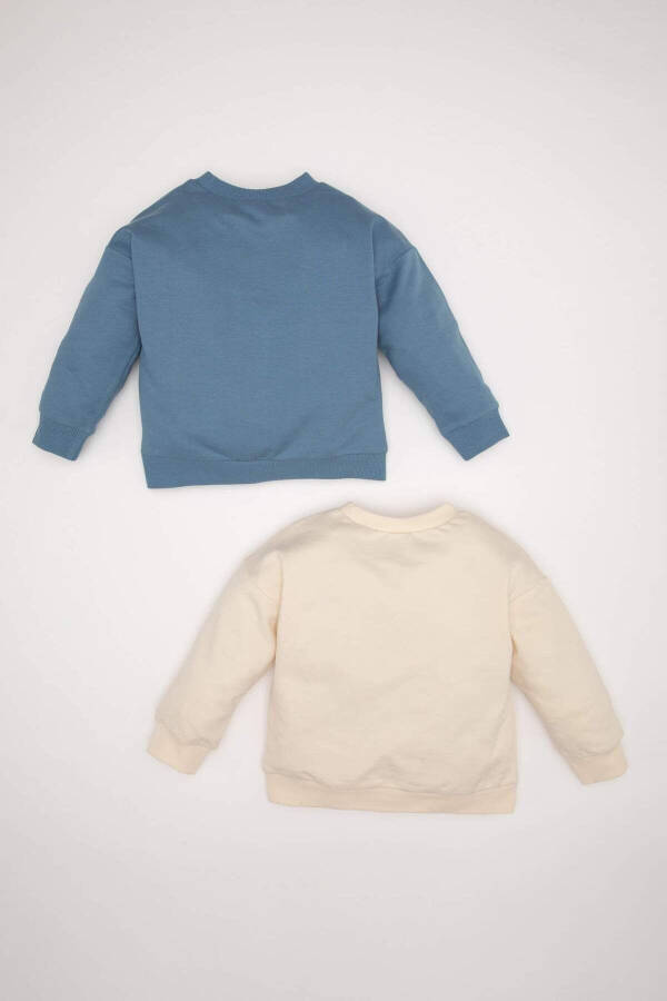 Baby boy 2-pack sweatshirt with soft fleece lining, thin, crew neck, sports print. - 4