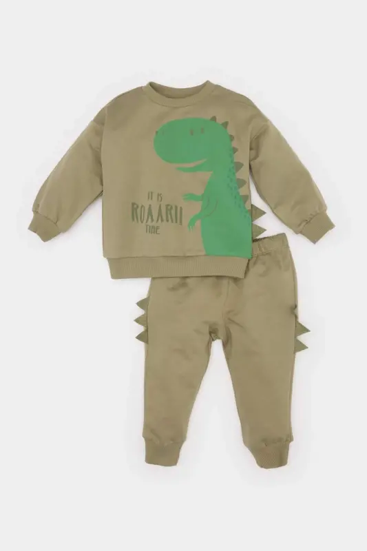 Baby Boy 2-Piece Set Dinosaur Print Sweatshirt Elastic Waist Joggers E4910a525sp - Defacto