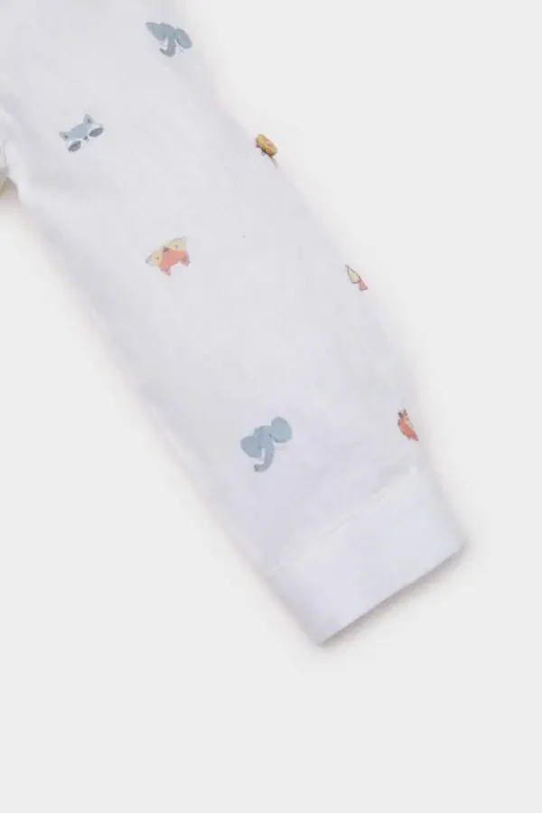 Baby Boy Animal Patterned Flag Poplin Long Sleeve Shirt Ecru - 3