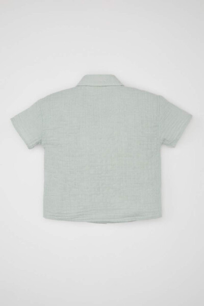 Baby Boy Apache Collar Muslin Short Sleeve Shirt Light Blue - 5