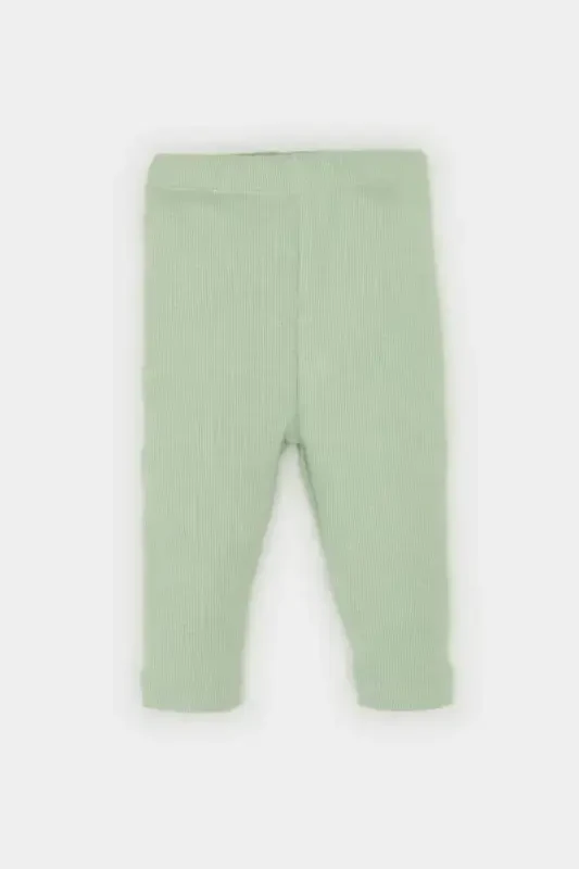 Baby Boy Basic Plain Ribbed Knit Pants-Mint - DEFACTO