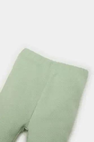 Baby Boy Basic Plain Ribbed Knit Pants-Mint - DEFACTO (1)