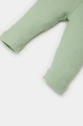 Baby Boy Basic Plain Ribbed Knit Pants-Mint - 3
