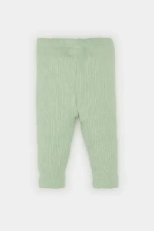 Baby Boy Basic Plain Ribbed Knit Pants-Mint - 4