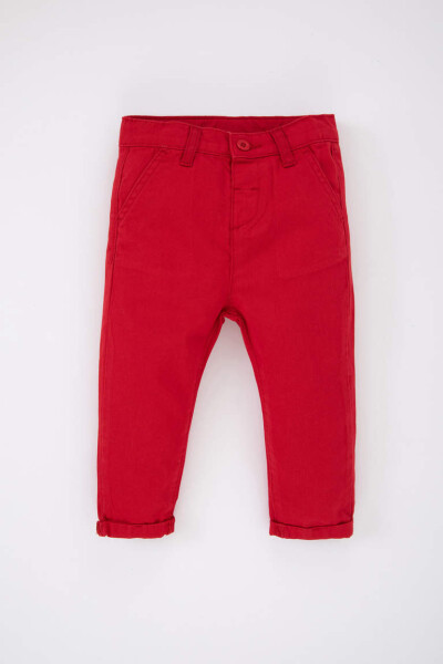 Baby Boy Basic Red Gabardine Trousers Red - 1