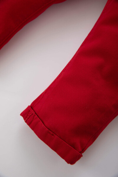 Baby Boy Basic Red Gabardine Trousers Red - 7