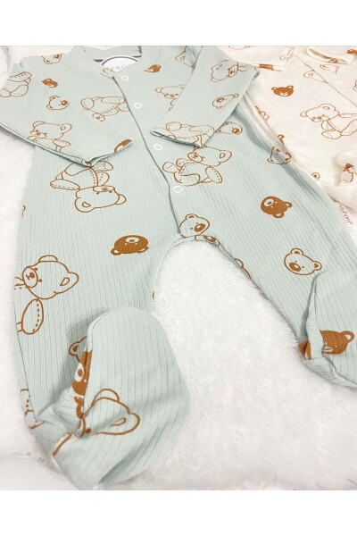 Baby Boy Bear Print 2 Piece Jumpsuit Set Newborn Outfit - 2