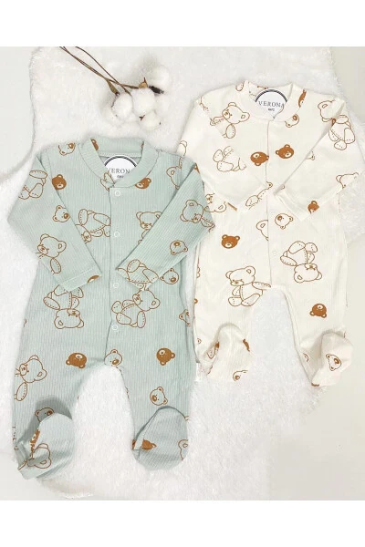 Baby Boy Bear Print 2 Piece Jumpsuit Set Newborn Outfit - VERONA TARZ (1)
