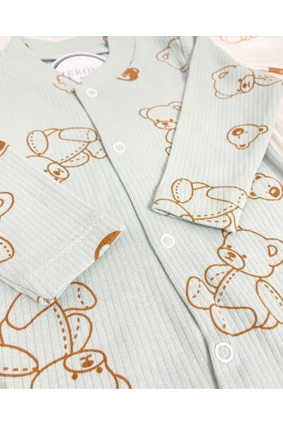 Baby Boy Bear Print 2 Piece Jumpsuit Set Newborn Outfit - 4