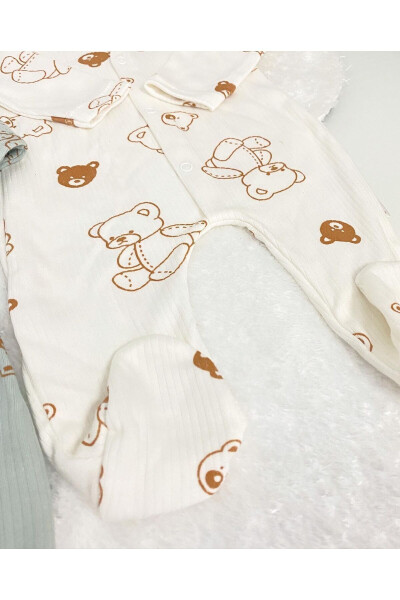 Baby Boy Bear Print 2 Piece Jumpsuit Set Newborn Outfit - 6