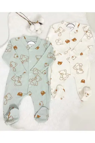 Baby Boy Bear Print 2 Piece Jumpsuit Set Newborn Outfit 