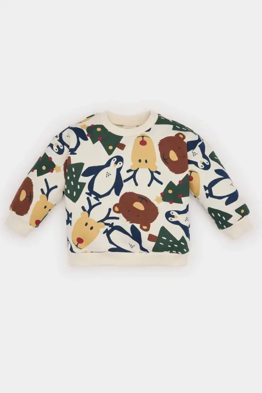 Baby Boy Bicycle Christmas Theme Printed Soft Fleece Sweatshirt D6728a524wn - 1