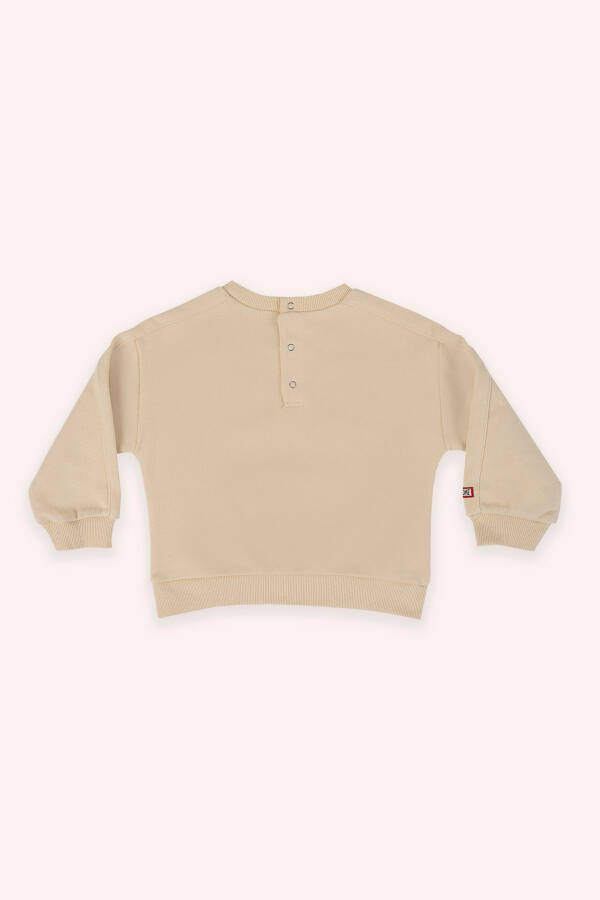 Baby Boy Bicycle Collar Pocket Detailed Beige Sweatshirt - 3