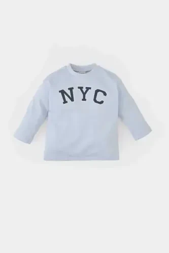 Baby Boy Bicycle Collar Printed Long Sleeve T-Shirt - 1