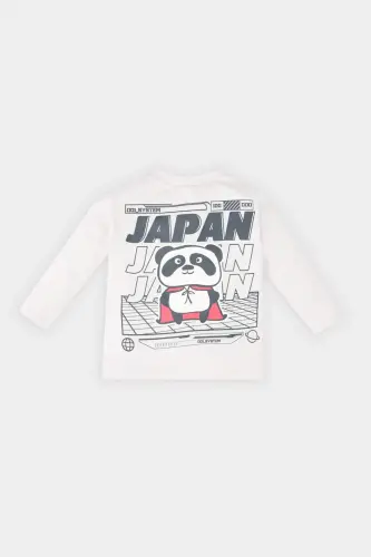 Baby Boy Bicycle Collar Printed Long Sleeve T-Shirt - 4