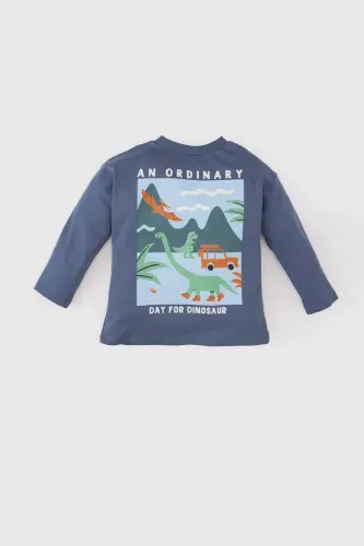 Baby Boy Bicycle Collar Printed Long Sleeve T-Shirt E3659A525SP - 3