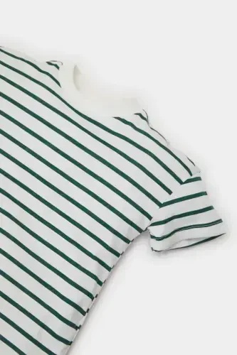 Baby Boy Bicycle Collar Striped Short Sleeve T-Shirt E6740A525SM-Green - 4