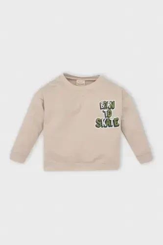 Baby Boy Bicycle Crew Neck Back Print Soft Fleece Sweatshirt D7589a524wn - 1