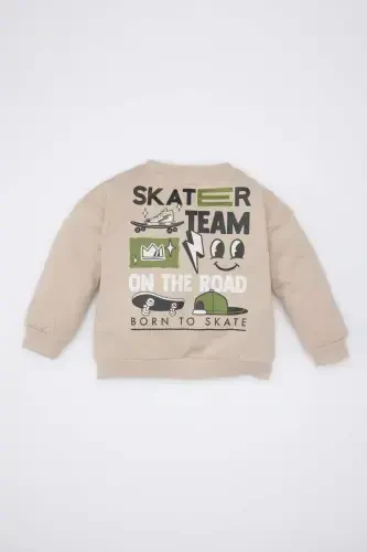 Baby Boy Bicycle Crew Neck Back Print Soft Fleece Sweatshirt D7589a524wn - 4