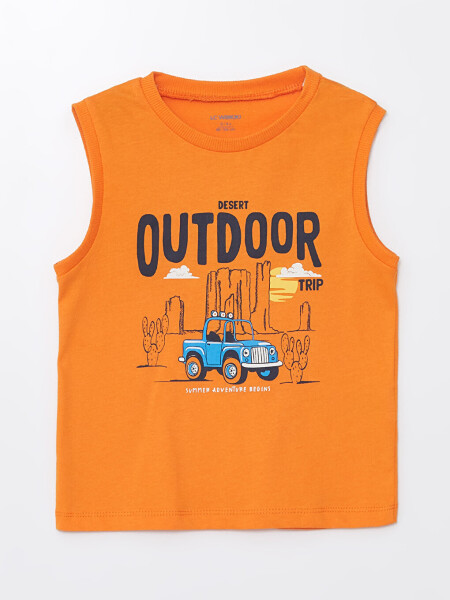 Baby Boy Bicycle Neck Printed Tank Top - 4