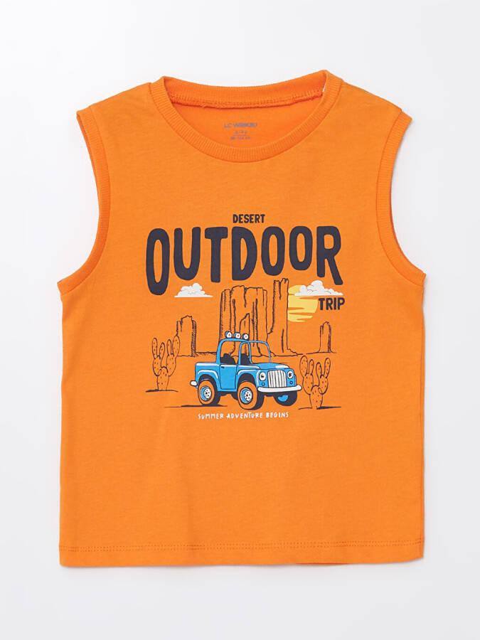 Baby Boy Bicycle Neck Printed Tank Top - 4