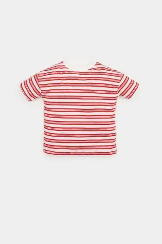 Baby Boy Bicycle Neck Striped Short Sleeve T-Shirt E3594A525SM - 1