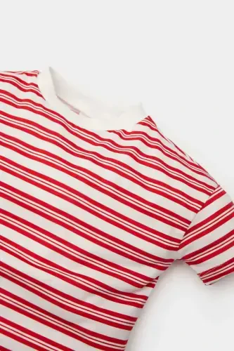 Baby Boy Bicycle Neck Striped Short Sleeve T-Shirt E3594A525SM - DEFACTO (1)