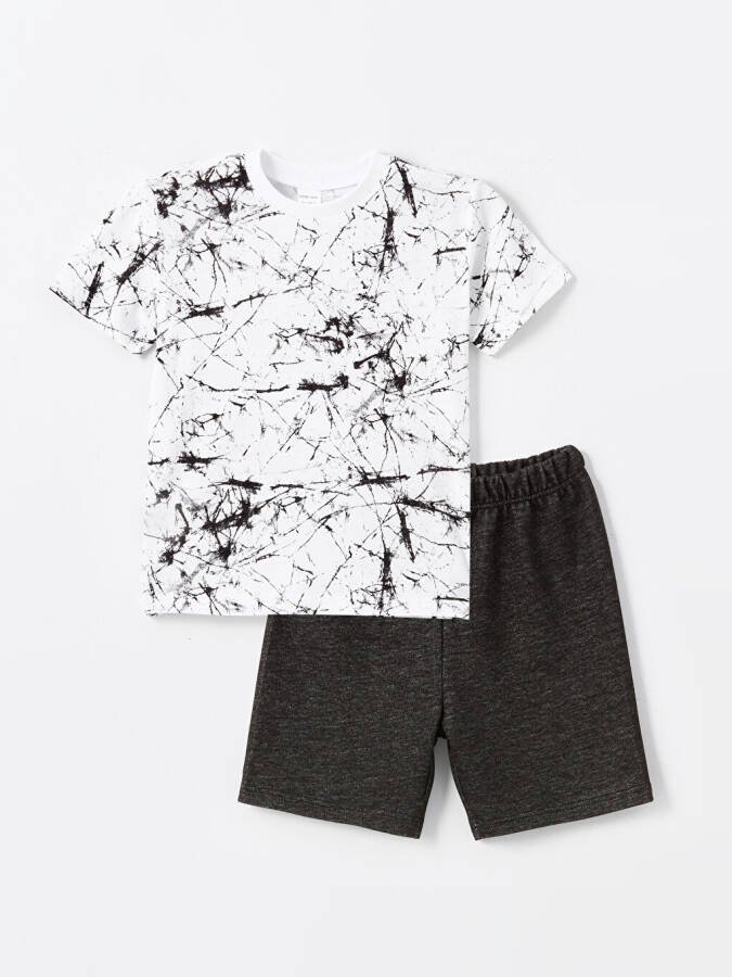 Baby Boy Bike Collar Patterned T-Shirt and Shorts 2-Piece Set - 7