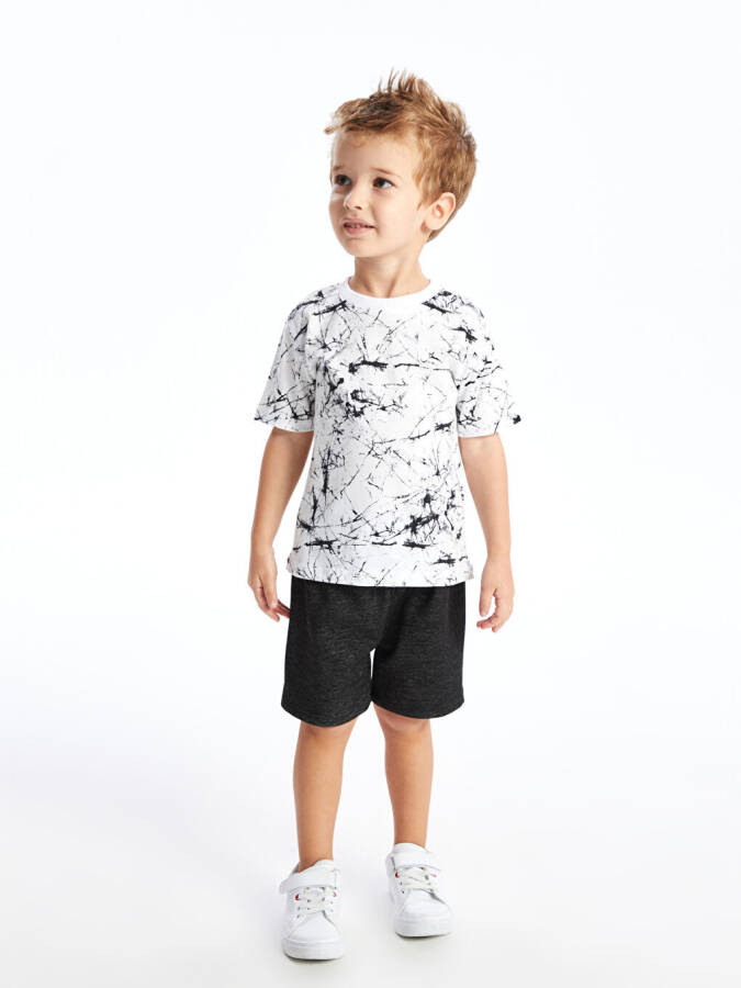 Baby Boy Bike Collar Patterned T-Shirt and Shorts 2-Piece Set - 1