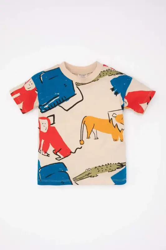 Baby Boy Bike Neck Animal Pattern Short Sleeve T-Shirt C7852a524sm - 1