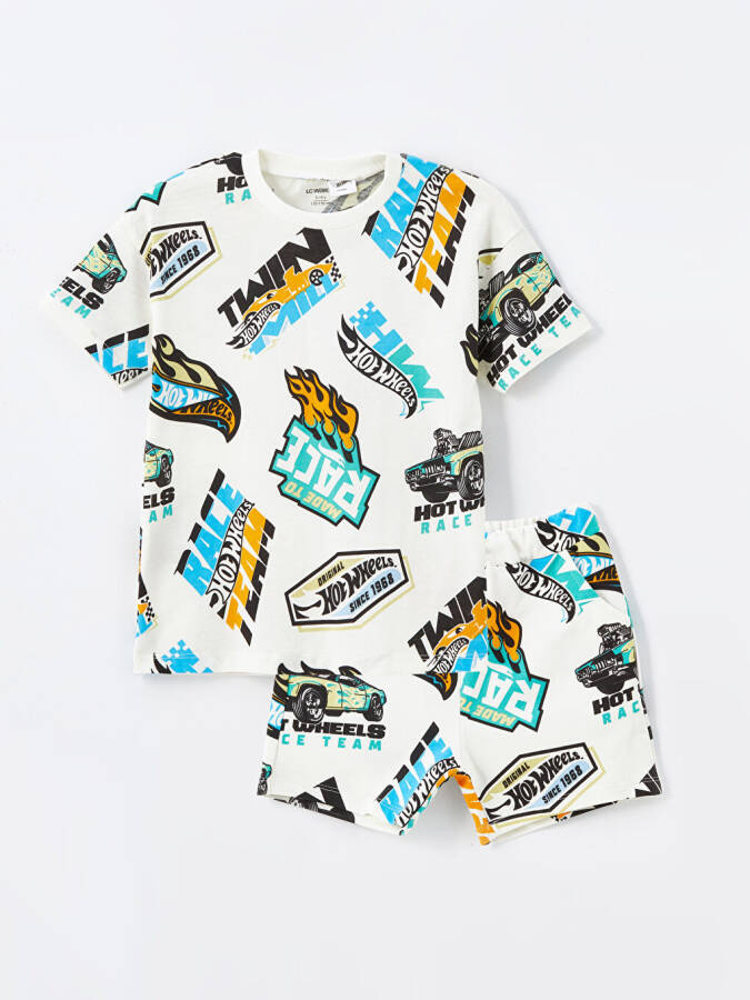 Baby Boy Bike Neck Hot Wheels Printed T-shirt and Shorts 2 Piece Set - 1